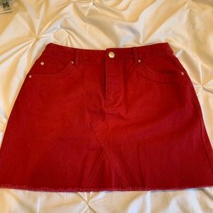 Red denim skirt